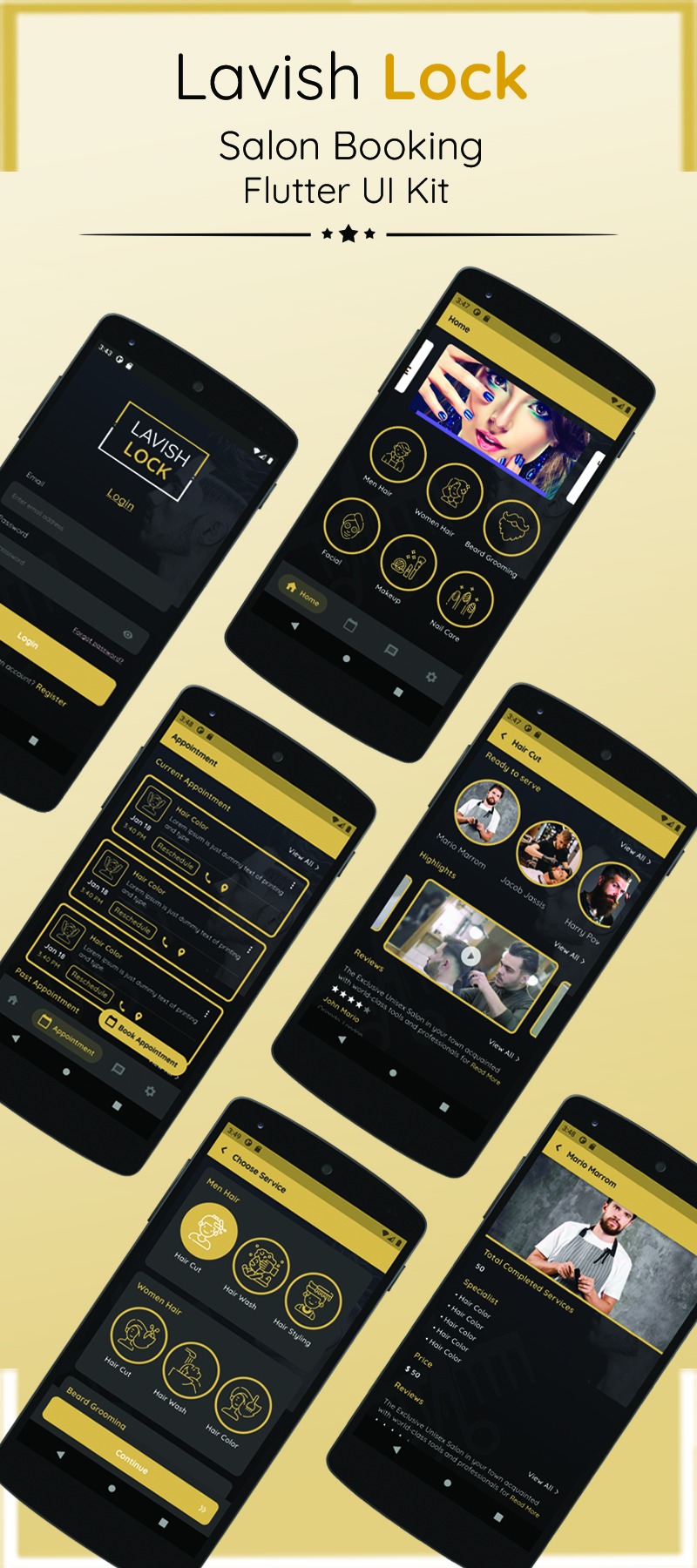 Lavish Lock - Flutter App UI Kit for Salon Appointment booking