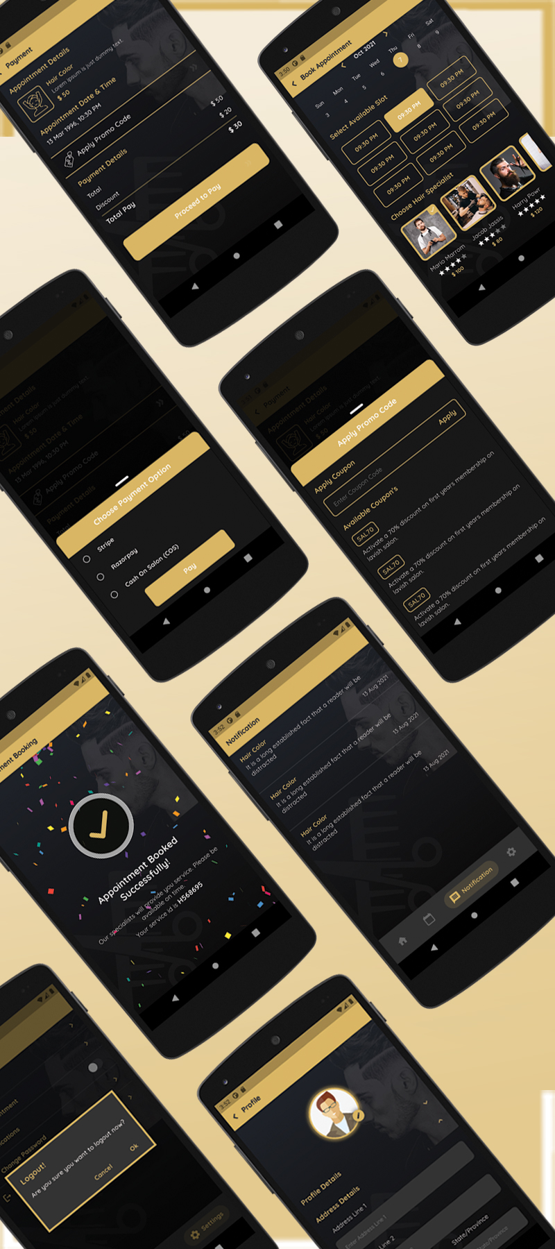 Lavish Lock - Flutter App UI Kit for Salon Appointment booking